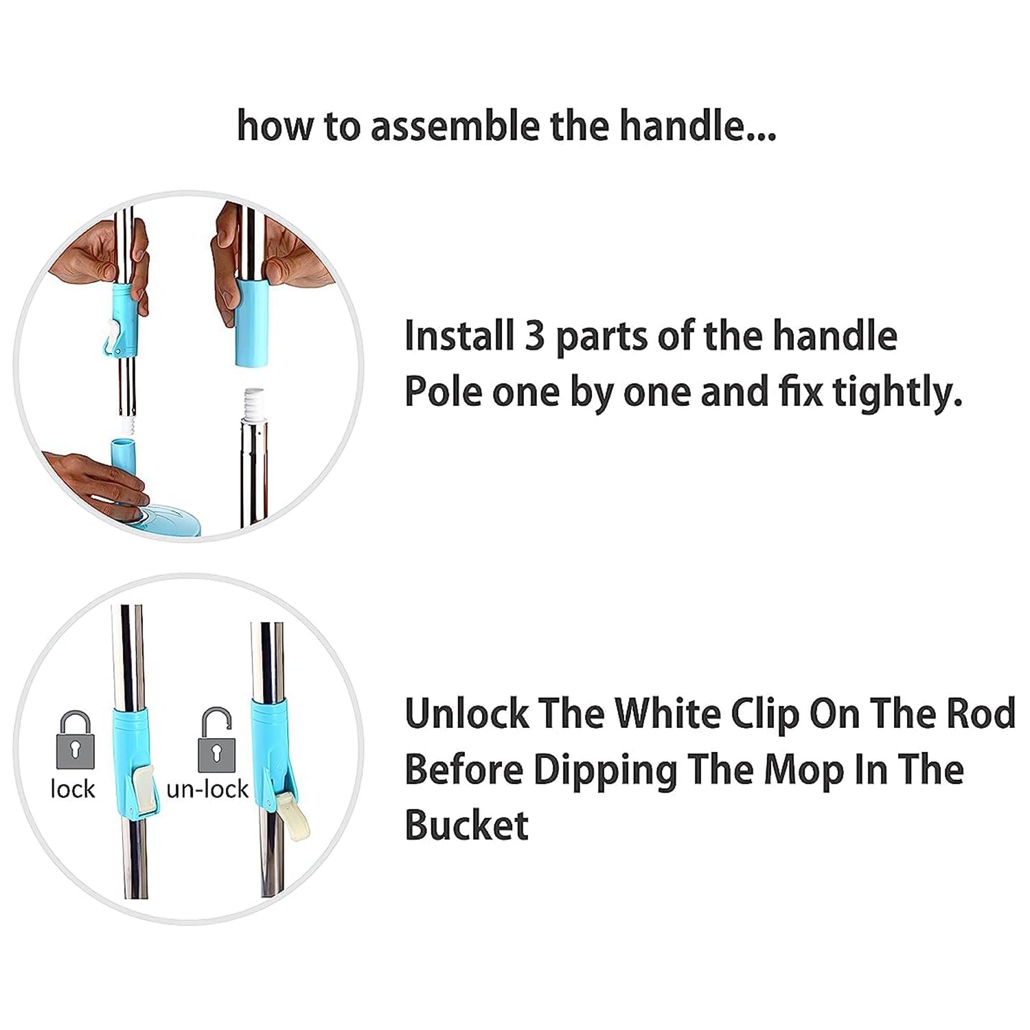 Adjustable Stainless Steel Mop Rod Set 120 Cm Adjustable Stainless Steel Mop Rod Set 120 Cm